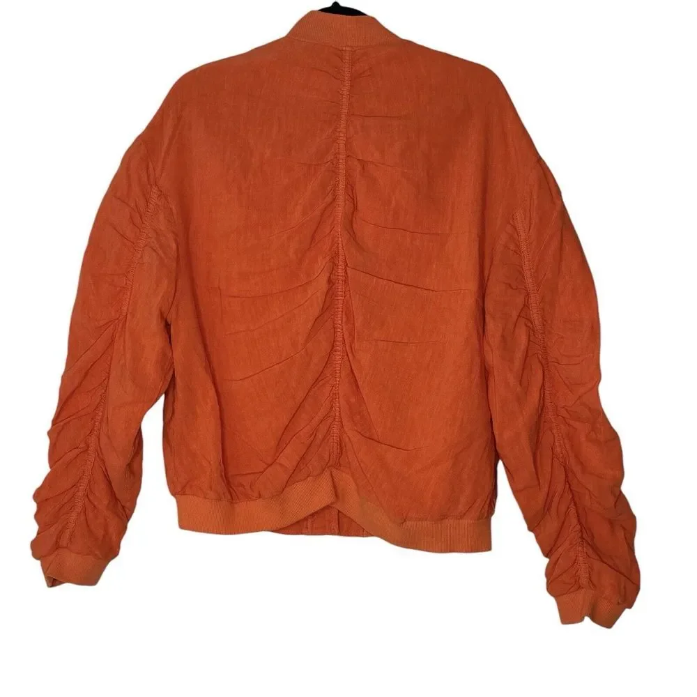 Free People Bomber Jacket Women's Medium Orange Slow fashion Boho Fall Halloween